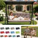 Porch Swing Cushions, Outdoor Swing Replacement Cushions 3 Seater with Backrest, Waterproof Bench Cushion with Ties,for Patio,Porch, Garden,Backyard (Khaki 60 * 40 in)