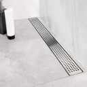 Neodrain 60-Inch Linear Shower Drain with Quadrato Pattern Grate, Professional Brushed 304 Stainless Steel Rectangle Shower Floor Drain Manufacturer, Linear Drain with Leveling Feet,Hair Strainer