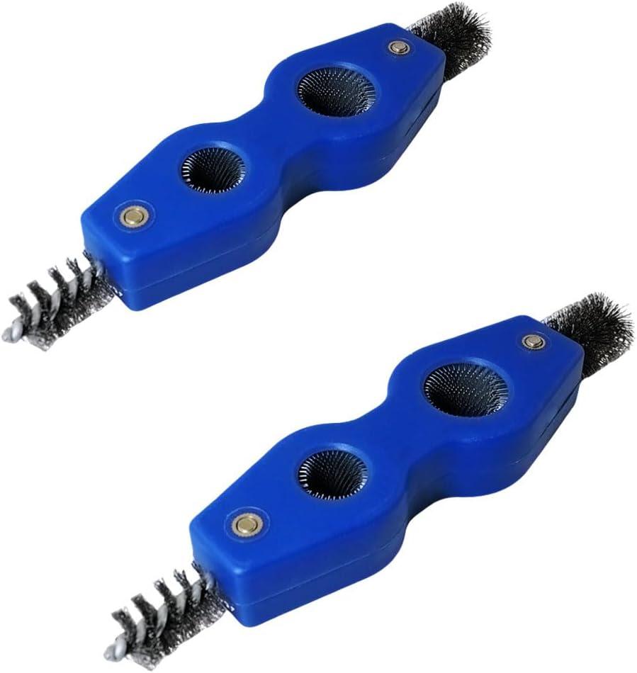 2PCS 4 in 1 Copper Tube Cleaner Battery Terminal Brush Dual Head Battery Wire Brush Deburring Inner Outer Brush Rust Removal Brush for Air Conditioner Water Heater Ducts Copper Tube Cleaning