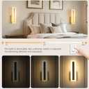 Hardwired Wall Sconces Set of 2 Dimmable Modern Gold LED Wall Light, 2Pack