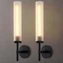 Modern Hardwired Frosted Glass Bathroom Black Wall Sconces 2PC, Handmade Knurled Wall Light Fixture,Vanity Light for Living Room,Hallway, Bedroom, 20" Indoor Wall Lamp, Bulb Included