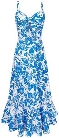 GRACE KARIN Womens Maxi Floral Sundresses Summer Beach Boho Dress Spaghetti Strap Dresses Casual Fashion Clothes with Pockets S