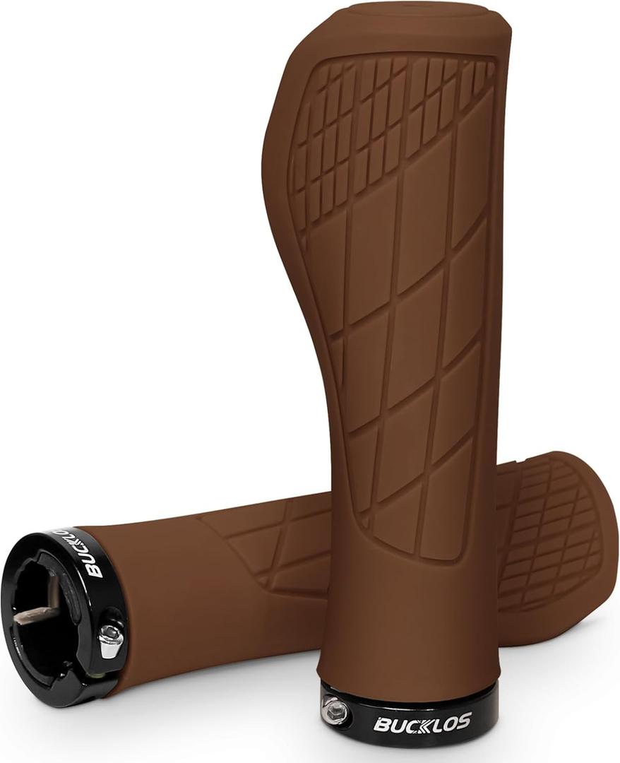 BUCKLOS Single Lock-on Bike Handlebar Grips - Mountain Bike MTB Ergonomic Anti-Slip Handle Grip - Bicycle Comfort Locking Handle Bar for BMX/Cruiser Bike/Scooter (7/8" Black)