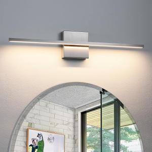 Bathroom Light Fixtures Over Mirror - 24inch Dimmable Brushed Nickel Vanity Lights for Bathroom 18W LED Vanity Light Bar 3500K Modern Wall Sconce Lighting for Mural