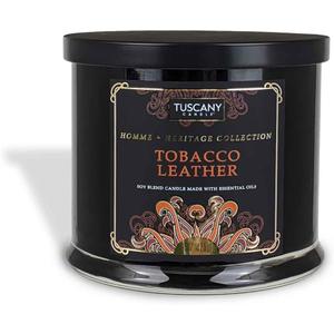 Tuscany Candle Tobacco Leather Scented Jar Candle, 15 oz