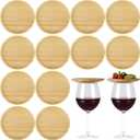 12 Pcs 4 Inch bamboo Wine Glass Charcuterie Topper, Mini Charcuterie Board Wine Appetizer Plate Glass Cover for Party Gathering Bar Restaurant