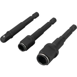 2 x Performance Tool W2962 3 pc. 2-in-1 Drive Socket Adapter Set, Impact-Grade Chrome Vanadium Steel, Nut Driver Attachments, Socket Extensions, Black