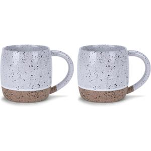 Elanze Designs Speckled Raw Bottom 17 ounce Ceramic Mugs Pack of 2, White