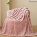 NEWCOSPLAY Super Soft Throw Blanket Pink Love Premium Silky Flannel Fleece 3D Heart Checkered Lightweight Bed Blanket All Season Use (Pink Love, Throw(50"x70"))