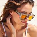 HJSTES Thick Square Sunglasses for Men Women Chunky Rectangle Frame Retro Designer Shades UV400 Protection
