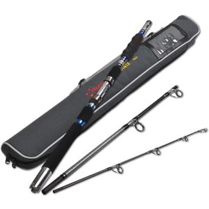 Fiblink 3-Piece Spinning Rod Heavy Spinning Fishing Rod Portable Fishing Rod Graphite Spin Rod (30-50 Pound Test), Length: 8'