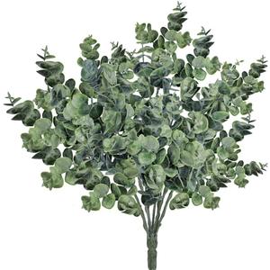 Supla 3 Pcs Realistic Eucalyptus Leaves Bushes Artificial Greenery Stems Faux Eucalyptus Branches in Grey Green 14.6" Tall for Vase Bouquets Wreath Garland Floral Crafts Centerpiece Table Decorations