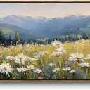 ZUITINGHUA Wood Framed Canvas Wall Art For Living Room Large Wall Decor For Office Bedroom Decoration Pastoral Scenery Pictures Flower Painting Artwork Room Wall Mural Aesthetic Home Decor 20x40 In
