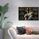Motivational Lion Cross Canvas Wall Art Cross Christian Lion Wall Decor Pictures Painting Inspirational Affirmations Posters Prints Artwork for Living Office Home Decoration 16x24in