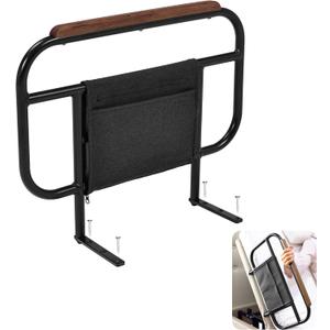 Bed Side Rail for Adjustable Bed, Screw Into Wooden Board Only, 17 inch Height for Mattress Less Than 10 Inches, 1 pc