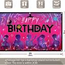 Fabric 96x60inch Music Band Happy Birthday Backdrop Boys Rock Roll Guitar Disco Musical Note Mic Flash Photography Background Adults Teens Party Decorations Photo Banner Props