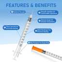 Insulin Syringe with Needle, 30G 1cc 1/2-Inch (12.7mm), Box of 100