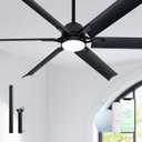 60 Inch Outdoor Ceiling Fans with Lights and Black Aluminum Blades,Smart Ceiling Fan with Alexa APP Remote Control,6 Speed,Dimmable,Slient DC Motor Large Indoor fan for Living Room,Bedroom