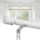 Curtain Rods for Windows 24 to 44 Inches, 1 Inch Short White Curtain Rod Set, Adjustable Heavy Duty Decorative Drapery Rods for Small Cafe Windows French Door