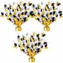 Juexica 3 Pack 2026 Graduation Centerpiece Black/Gold/Silver Grad Caps Metallic Foil Spray Glitter Tabletop Burst Decorations for Class of 2026 Party High School College Congrats Dinner Decor 14"