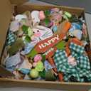 18" Easter Bunny Wreaths, Artificial Mesh Door Wreath for Front Door Hanging Decorations with Carrot Eggs Flowers for Home Farmhouse Spring Summer Easter Party Decor