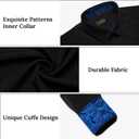 DiBanGu Men's Dress Shirt Long Sleeve Casual Button Down Shirts Regular Fit Inner Contrast Shirt for Business Party (Black, XL)