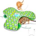 Interactive Cat Toys Rechargeable, Moving Concealed Feathers, Real Mouse Squeaky, Touch Activated Cat Kitten Toy Exercise Toys for Indoor Bored Adult Cats (green)