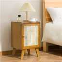 Bamboo Bedside Table, Side Table Cabinet,Storage Cabinet, Suitable for Living Room, Bedroom, Office, Easy to Assemble