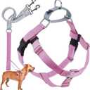 2 Hounds Design Freedom No Pull Dog Harness, Adjustable Harness and Leash Set, Easy Walking & Comfortable Control, Fits Small, Medium & Large Dogs, Solid Colors, Made in USA, 1" MD, Rose