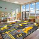 Construction Rugs for Boys Room 6'x9' Play Carpet Car Rugs Play Mat Kids Car Rug Cars Mat Kids Construction Room Decor for Boys Playroom Rug Livingroom Bedroom