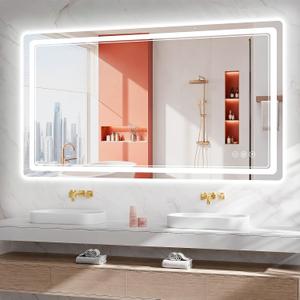 BEAUTYPEAK 24"x48" LED Bathroom Mirror with Lights, Backlit + Front Lit, Anti-Fog, Lighted Bathroom Mirror for Wall, HD Shatterproof Tempered Glass, Dimmable, Memory Function (Horizontal/Vertical)