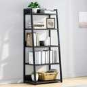 IOTXY 5 Tier Open Bookshelf - Steel and Wood Display Stand, 50CM Width Floor-Standing Bookcase, Black