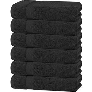 Wealuxe Black Bath Towels 24x50 Inch, Cotton Towel Set for Bathroom, Hotel, Gym, Spa, Soft Extra Absorbent Quick Dry 6 Pack