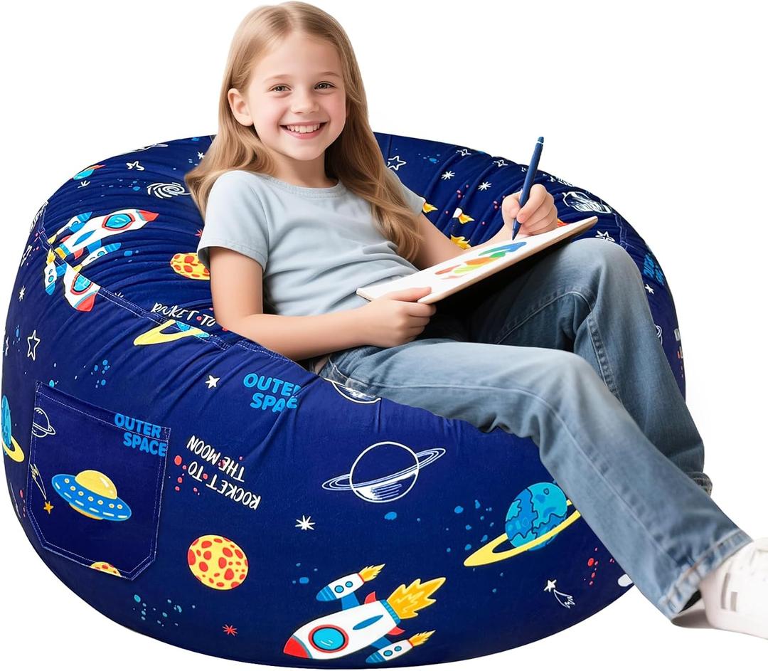 Jorbest Bean Bag Chair for Kids and Teens, Memory Foam Bean Bag Chairs with Washable Velvet Cover, Soft Space Bean Bag Sofa for Lounging, Boys Room Decor, X-Large 30" W x 18" H