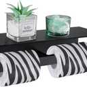 Angle Simple Matte Black Toilet Paper Holder with Shelf, 304 Stainless Steel Double Toilet Tissue Roll Holder for Wall