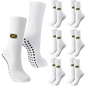 Cuffbow 6 Pairs Valentines Anti No Slip Soccer Socks Gifts Crew Pilates Athletic Souvenirs Socks for Sports Men Women