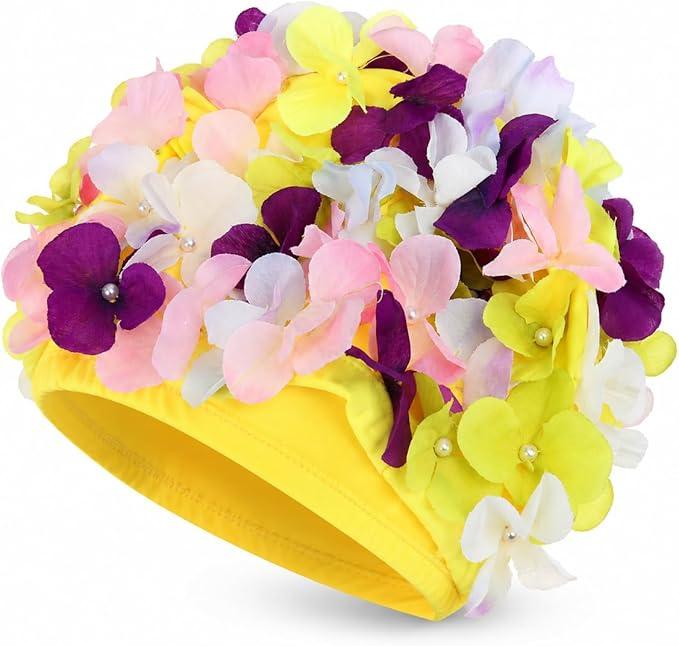 WINOMO Fashionable Swim Cap Floral Petal Stylish Swimming Hat Bathing Caps, Small, 5cm