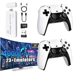 2026New Wireless Retro Game Console 23 Simulators and Over 40,000 Games Plug and Play 4K HD HDMI TV Game 2.4G Wireless Controllers(128G)