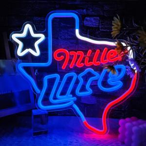 Beer Neon Sign Texas Map Shape Neon Lights Dimmable Beer Light up Sign for Man Cave Pub Home Bar Party Bedroom Club Pub Bistro Decor USB Powered