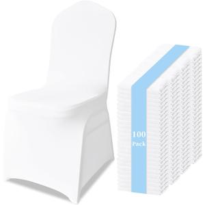 100 Pack Chair Covers for Dining Chairs, Polyester Spandex Chair Cover Stretch Slipcovers for Banquet, Wedding, Party, Dining, Holidays, White