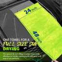 KKV Full-Sized SUV Drying Towel, 48x24 Dual Sided Microfiber Car Cleaning Towel with Twisting Yarn Technique, 1400GSM Super Absorbent, Scratch-Free, Machine Washable (Dark Gray-Green Yellow)