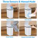 KOEYLE 2 Pack 2.2 Gallon Automatic Touchless Garbage Can, Small Motion Sensor Smart Trash Can, Slim Waterproof Trash Bin for Bedroom, Bathroom, Office, Living Room, White