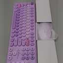 Wireless Keyboard and Mouse Combo, 104 Keys Cute Colorful Keyboard and Mouse with Retro Typewriter for PC/Mac/Laptop/Tablet/Computer/Windows Microsoft, Purple