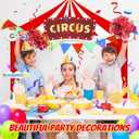 3 Pcs Circus Theme Party Decorations, Carnival Party Entryway Door Decorations, Circus Tent Decorations Set, Halloween Red White Striped Banner for Circus Clown Party Halloween Decor