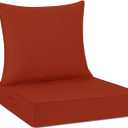 Cozyide Outdoor Chair Cushions 24x24, Washable Patio Furniture Cushions with Removable Cover, Waterproof Outdoor Deep Seat Cushion Set with Non-Slip Ties and Handle, Brick Red