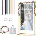 Wedding Welcome Sign Stand, Adjustable Wedding Sign Holder,Heavy Duty Metal Welcome To Our Wedding Sign Display Stand for Wedding Parties Commercial Events (Gold)