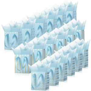 Tenare 24 Small Gift Bags Bulk with Handles, 4x2.75x4.5 in, Light Blue