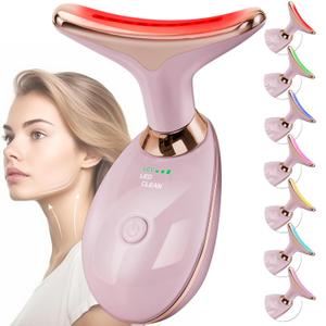 Facial Massager Red-Light-Therapy-for-Face and Neck, Face  culpting Wand with 7 Color - Birthday, Christmas, Mothers Day, Valentines Day Gifts for Her Women Mom Best Friend Wife Teacher (Rose Gold)
