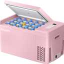 BougeRV Pink 23Quart Portable Refrigerator, 12 Volt Fridge 22L, Portable Freezer Compressor Cooler 12/24V DC 110~240 Volt AC for Truck Van RV Camper -8~50