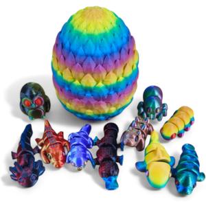 10 Pack Mystery Mini Animal Packs - 3D Printed Animals Articulating Figurines - Unique and Fun Designs Includes Mystery Egg - Stress Relief (Mystery Gemstone 10)